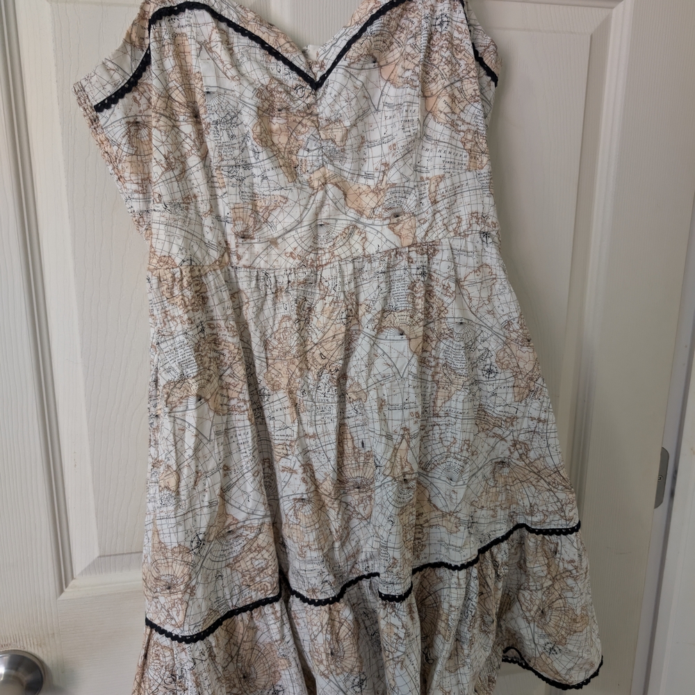OPI Beige and Black Map Print Dress